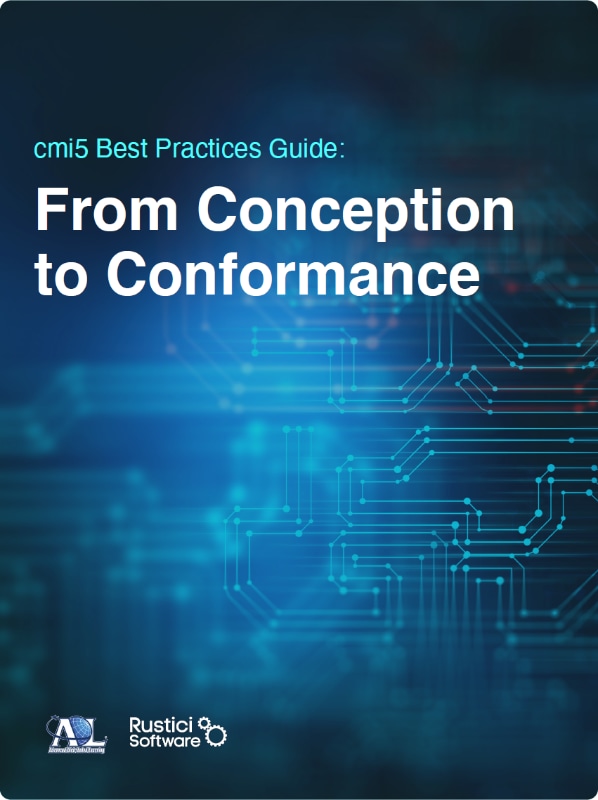Publication cover page with the text cmi5 Best Practices Guide: From Conception to Conformance